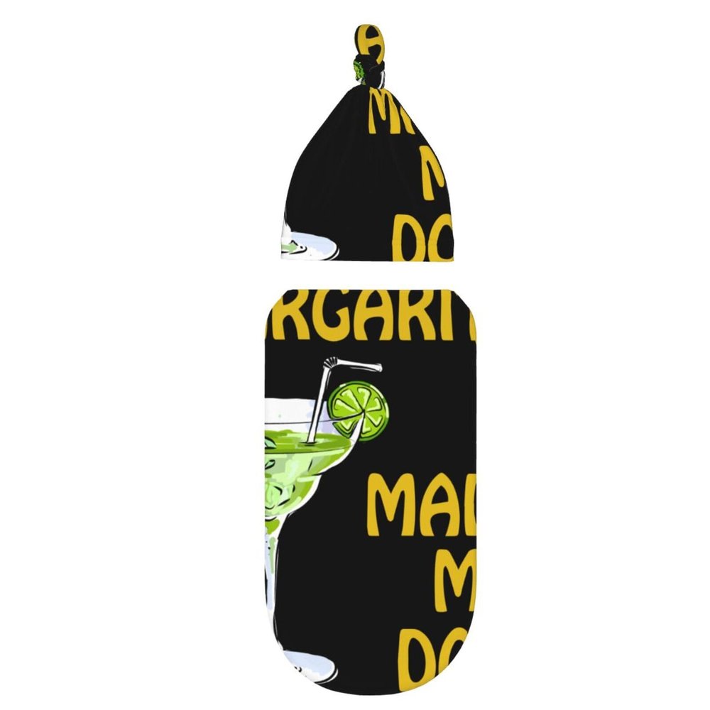 Margaritas Made Me Baby Stuff Swaddle Blanket with Beanie Set, Soft Print Baby Blanket Swaddle Sack for Boy and Girl