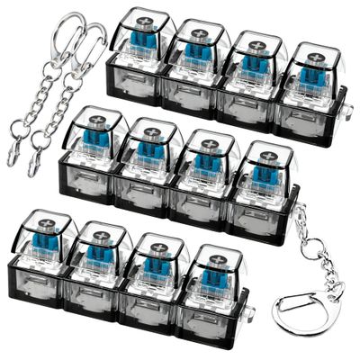 3 PCS Keyboard Fidget Toy, Keyboard Fidget Keychain 4-in-1 Keyboard Decompression Button Finger Clicker Toys, Button Stress Relief Fidget Valentines Gifts Stuffers for Kids Women(Tran Black)