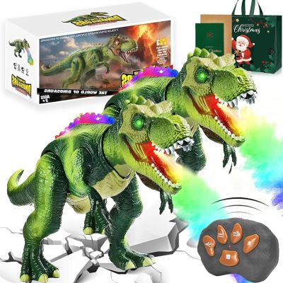 Fire Breathing Dragon Toy - Realistic Roaring Sounds, Electric Fire Breathing Dinosaur Toy, RC Walking Dinosaur Toys for Kids, 7 Color LED FireBreath Spray, Xmas & Birthday Gifts for Boys Girls (2PCS)