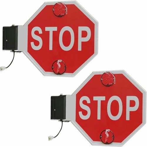 18-Inch School Bus Stop Sign with Electronic Controller - Universal Vehicles Only Sign for Bus Lane Safety, Durable & Highly Visible Traffic Alert