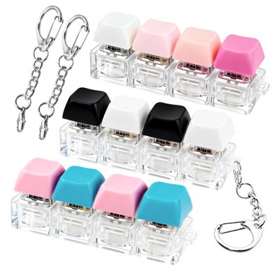 3 PCS Keyboard Fidget Toy, Keyboard Fidget Keychain 4-in-1 Keyboard Decompression Button Finger Clicker Toys, Button Stress Relief Fidget Valentines Gifts Stuffers for Kid Women(Black Pink Blue Rose)