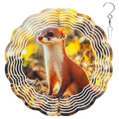 10-Inch Metal Wind Spinner 3D Yellow Weasel Wind Spinner, Unique Metal Hanging Kinetic Wind Sculpture Ornament Gifts for Women Yard Art Garden Patio Lawn Indoor Outdoor Decor (2)