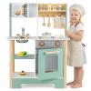 Costzon Kids Play Kitchen, Wooden Toy Kitchen w/Microwave, Water Sink, Oven, Stoves & Cookware Accessories, Pretend Kitchen Playset with Storage for Toddlers, Gift for Boys and Girls Aged 3+ view 1