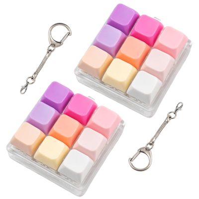 2 Pcs Creamy Keyboard Fidget Toy, 9 Keys Cute Clicker Keyboard Fidget for Adults Relieve Stress and Anxiety Decompression Keyboard Fidget Keychain