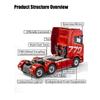 FunXylophy 1/18 RC Semi Truck, 6x4 Heavy Duty Semi Trailer Remote Control Truck with Rear Wheel Drive and LED Lights, Sound Effects, Construction Vehicles for Adult (Grey) view 4