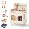 Costzon Kids Kitchen Playset, Little Chef Wooden Pretend Play Toy w/Realistic Ice Maker, Stove, Water Sink & Storage Space, Rattan Play Kitchen for Boys, Girls, Ideal Gift for Kids 3+ Years (Yellow) view 1