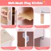 Costzon Kids Kitchen Playset, Little Chef Wooden Pretend Play Toy w/Realistic Ice Maker, Stove, Water Sink & Storage Space, Rattan Play Kitchen for Boys, Girls, Ideal Gift for Kids 3+ Years (Pink) view 2