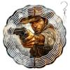 10-Inch Metal Wind Spinner Cowboy Aiming Revolver 3DWind Spinner, Unique Metal Hanging Kinetic Wind Sculpture Ornament Gifts for Women Yard Art Garden Patio Lawn Indoor Outdoor Decor view 1