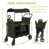 Stroller Wagon for 2 Kids, Baby Wagon Stroller for 2 Seaters, All-Terrain Kids Wagon with Canopy, Parent Organizer, Adjustable Handle & Pull Bar for Infants and Toddlers (Green) view 2