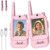 Video Walkie Talkies for Kids, 2 Pack Rechargeable Kids Walkie Talkies, Voice Changer & Real-Time Video Chat, for Boys Girls Age 3-12, Ideal for Outdoor Adventures&Family Fun (Pink+Pink) view 1