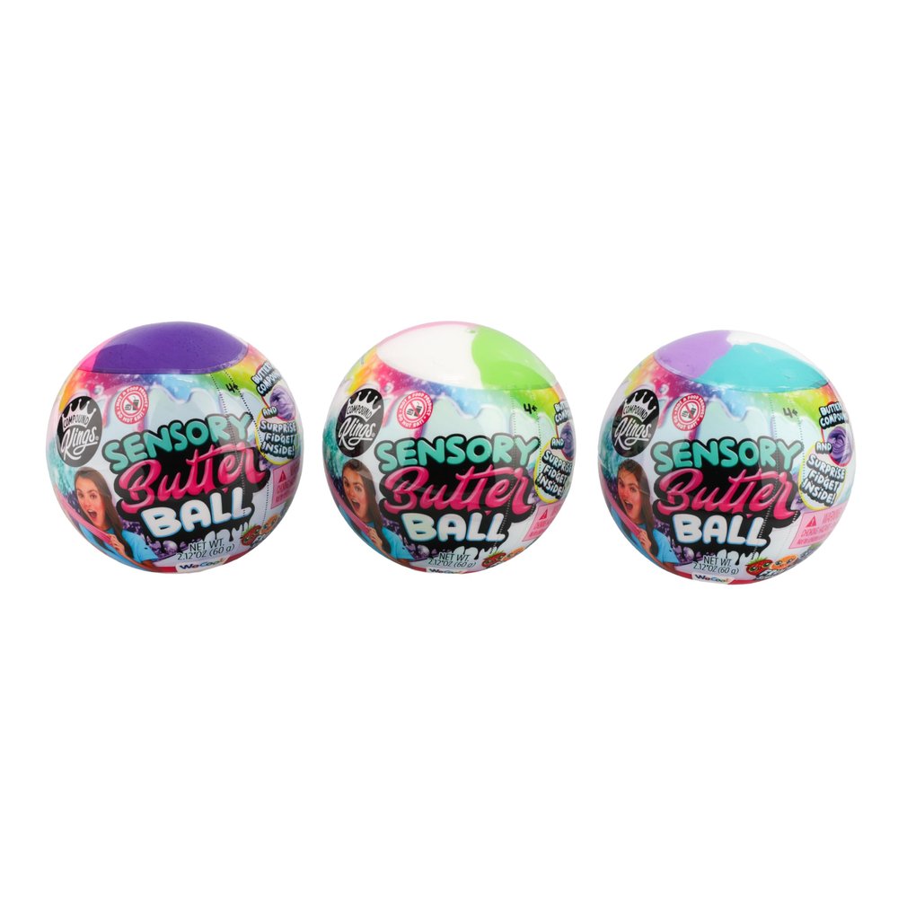 Butter Sensory Balls 3-Pack by Compound Kings  Collectible Fruit-Scented Butter Slime with Surprise Fidget Toys  Super Stretchy, Squishy Sensory Play Compound for Kids Ages 4+