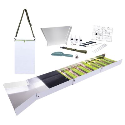 CHICIRIS Sluice Box, Folding Aluminum Alloy Compact 50in Gold Mining Equipment with Built in Ripples for River Stream Gold Panning Exploration Dredging