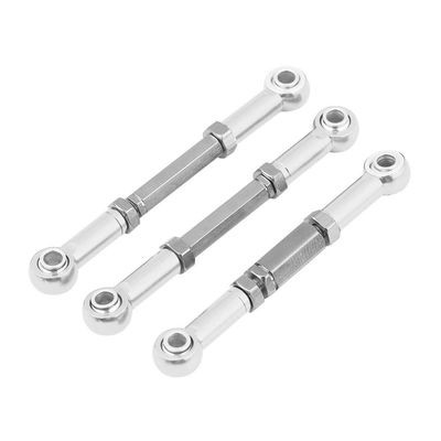 3Pcs Aluminium Alloy Front Steering Linkage Rods for FS 53633/51805 / 51806 1/10 RC Car, Front Steering Rod Upgrade Accessory, Precision CNC Machining with Anodizing Treatment, D (538057S Silver)