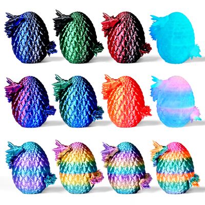 Cybermaker 12PCS 3D Printed Dragon Eggs with Colorful Dragon Inside, Fantasy Tabletop Decor, Basket Stuffers for Boys & Girls, Easter Theme Party Favors, Easter Egg Hunt