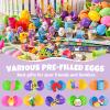 100 Pcs Prefilled Easter Eggs with Toys Inside - Easter Basket Stuffers & Egg Hunt Fillers for Kids, Pre Filled Easter Eggs Easter Party Favors Classroom Prize for Kids Toddler Boys Girls view 4