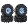 2.2" RC Beadlock Wheels Rims & Black Tires Set for 1/10 RC Crawler (Set of 4) - Compatible with SCX10 II 90046/90048 YK4103 MN99 MN78 Wheels Upgrade (Rim:Blue and Silver) view 1