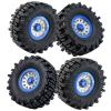 2.2" RC Beadlock Wheels Rims & Black Tires Set for 1/10 RC Crawler (Set of 4) - Compatible with SCX10 II 90046/90048 YK4103 MN99 MN78 Wheels Upgrade (Rim:Blue and Silver) view 2
