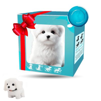 Beeswan My Realistic Robot Puppy  Interactive Walking & Barking Robotic Dog, Lifelike Plush Puppy Toy with Tail Wagging & Ear Twitching, for Kids (White)