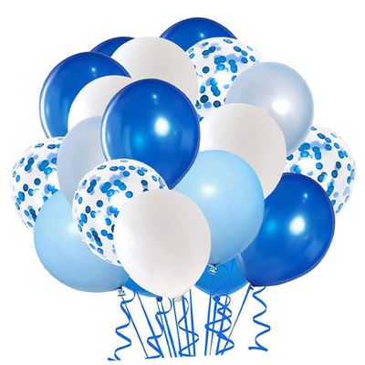 Uonlytech Blue Confetti Latex Balloons Set for Wedding Party Decorations Birthday Graduation Anniversary Engagement Festival 50pcs Pack