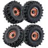 2.2" RC Beadlock Wheels Rims & Black Tires Set for 1/10 RC Crawler (Set of 4) - Compatible with SCX10 II 90046/90048 YK4103 MN99 MN78 Wheels Upgrade (Rim:Black and Copper) view 2