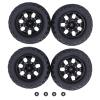 4PCS Rubber Tires with M4 Lock Nuts, RC Off Road Truck Tire, 7 Spoke Rim Wheel for 1/10 RC Vehicles, Durable Non Slip Texture for Axial HSP Redcat HPI view 1