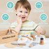 Wooden Kitchen Set, Realistic Pretend Cooking Toys, 10 Pieces Kids Play Bundle, Natural Wood Material Educational Details, Role Play Accessories with Fun, Children Indoor Christmas Home Game view 4