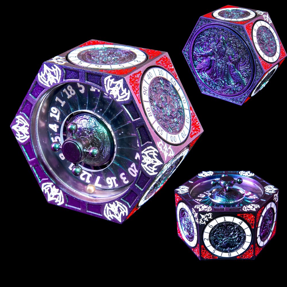 7 in 1 Metal Spinner DND Dice Set for Dungeons and Dragons RPG  Rotating D20 Roulette Top + Side Polyhedral Dials (D4 D6 D8 D10 D12 D%)  Heavy Duty Gaming Accessory GiftRainbow