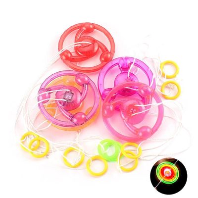 Vikye Flashing Gyro Toy, 10 Pack Light Up Spinning Top with Whistle Sound, Pull String Activated Colorful LED Light Flywheel Decompression Toy (Assorted Color)