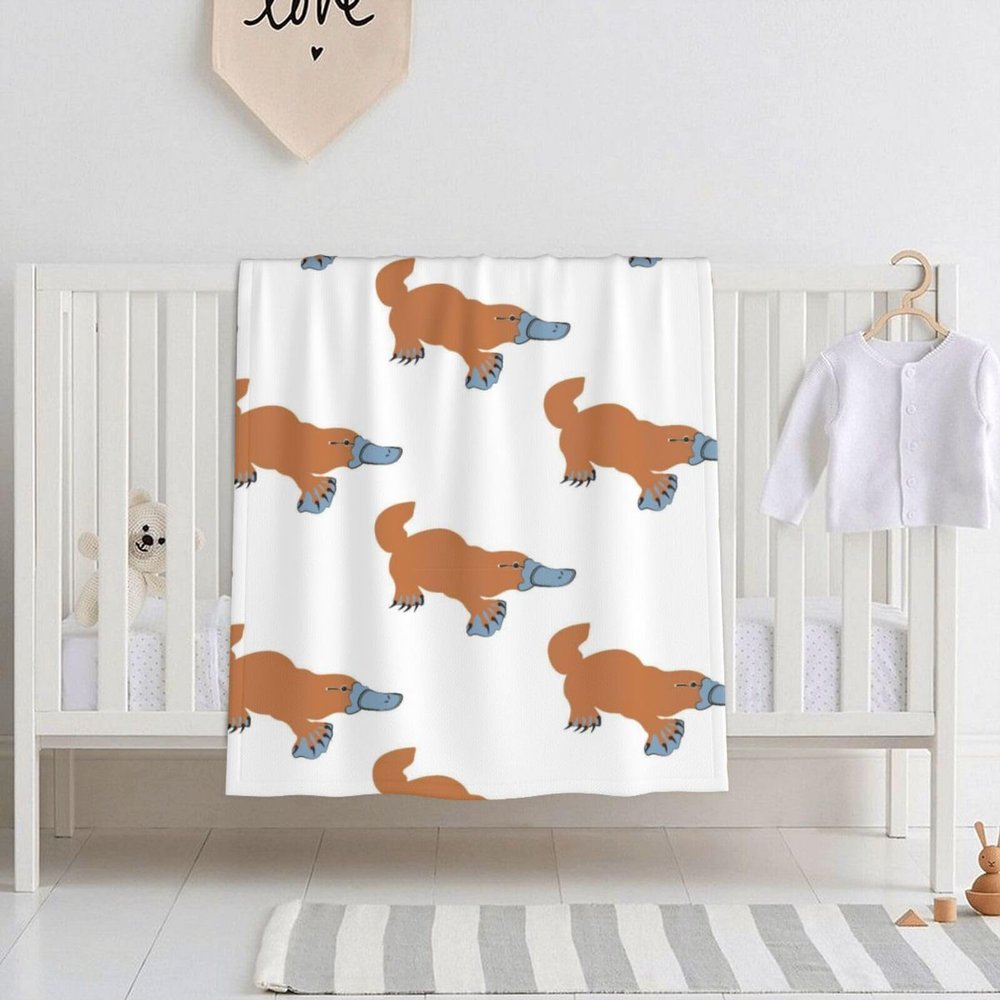 Platypus Baby Blanket for Boys Girls, Soft Plush Receiving for Newborns 30x40 Inches