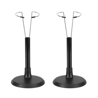 HEARTOOL Adjustable Doll Stand, Fits 10 Inch Doll Plastic Display Holder Support Retractable Waist Action Figure Stand Display Base Waist 1.8" - 2.6"(Black, 2pcs)