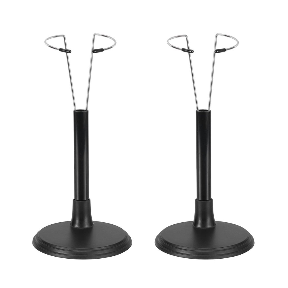 HEARTOOL Adjustable Doll Stand, Fits 10 Inch Doll Plastic Display Holder Support Retractable Waist Action Figure Stand Display Base Waist 1.8" - 2.6"(Black, 2pcs)