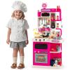 Costzon Kids Kitchen Playset, Little Chef Pretend Kitchenette Set w/Real Light, Sound, Steam, Stoves, Faucet & Sink, 95 PCS Accessories, Premium Plastic Play Kitchen for Toddler 3+ (Pink,Single Side) view 1