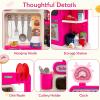 Costzon Kids Kitchen Playset, Little Chef Pretend Kitchenette Set w/Real Light, Sound, Steam, Stoves, Faucet & Sink, 95 PCS Accessories, Premium Plastic Play Kitchen for Toddler 3+ (Pink,Single Side) view 2