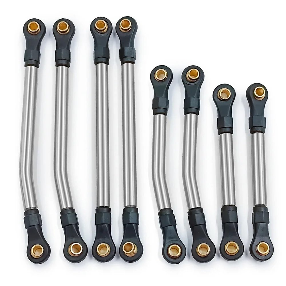 8PCS Metal High Clearance Links Set for TRX4M for Bronco 1/18 RC Crawler Car Chassis Linkage Parts confident(Stainless Steel)