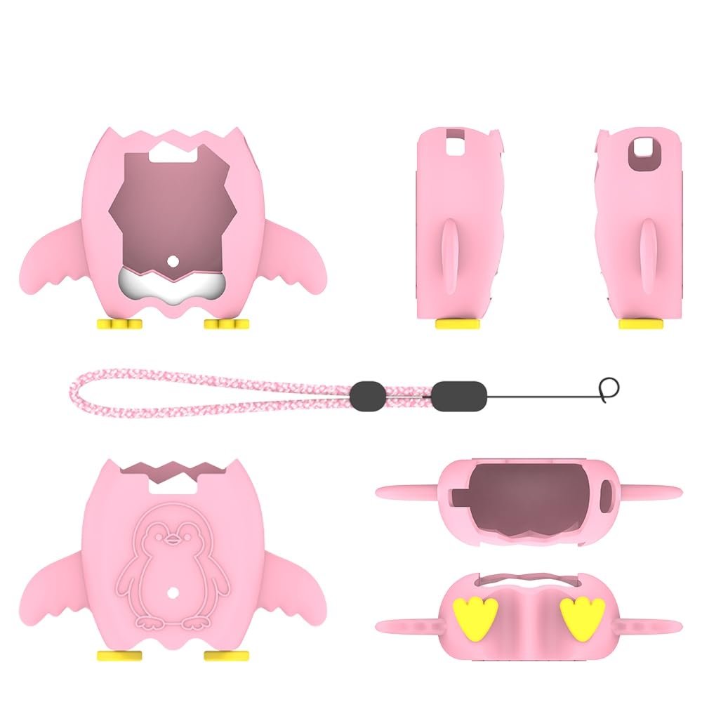 Protective Cute-Shaped Silicone Case for Tamagotchi Paradise Anti-Scratch Shockproof Bumps-Resistant Dust-Proof Soft and Durable Cover Sleeve with Lanyard (Pink)