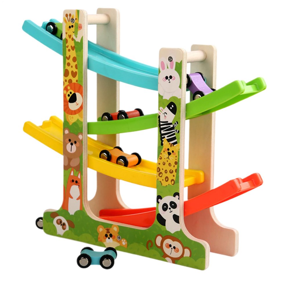 toddlerr Racing Track Playset - Stacking Slide Raceway Tower, Hand-Eye Coordination Enhancing Vehicle Rrunway, Vibrant Mini-Car Glide Course, Interactive Speed-Drop Play System | for Boys Kids Age 2+
