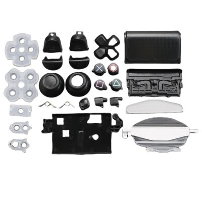 3D Analog Joystick Thumbstick Grip Caps, ABXY L1 R1 L2 Full Buttons Set Repair Parts, for PS4 Pro Gamepad Controller(Black)