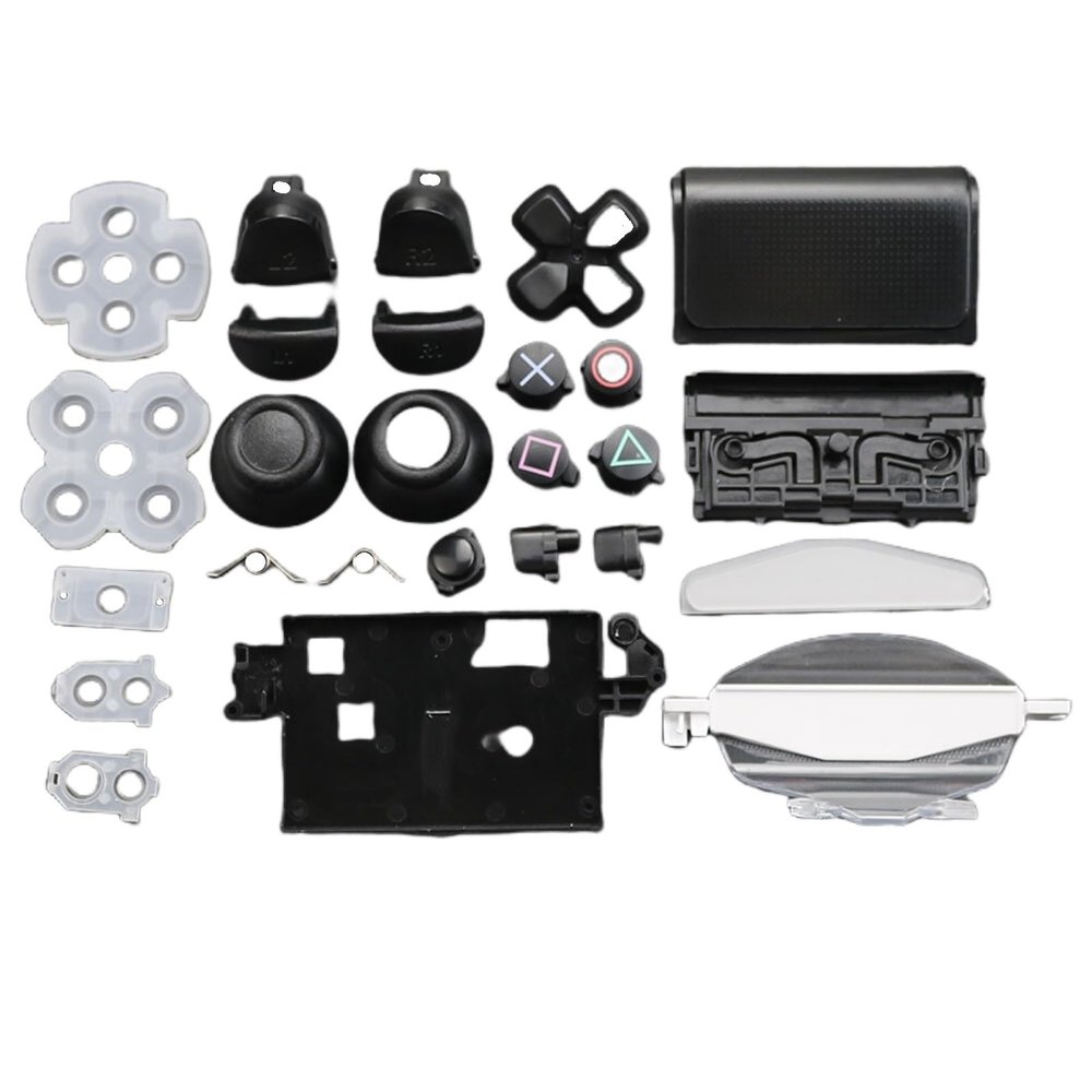 3D Analog Joystick Thumbstick Grip Caps, ABXY L1 R1 L2 Full Buttons Set Repair Parts, for PS4 Pro Gamepad Controller(Black)