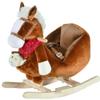 Wooden Rocking Horses Ages 1-3, Toddler Rocking Horse with Lullaby Song, Toddler Rocker Toy with Safety Belt & Footrests for Baby Kids, Ride on Horse, Plush Rocking Animal for Gift (Brown s) view 1