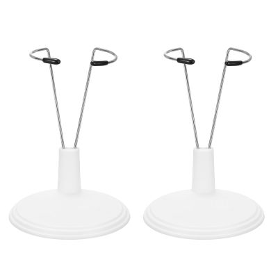 HEARTOOL Adjustable Doll Stand, Fits 6 Inch Plush Doll Plastic Display Holder Support Retractable Waist Action Figure Stand Display Base Waist 1"(White, 2pcs)