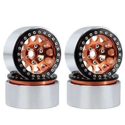 1.9inch Beadlock Wheels Rims for 1/10 RC Crawler (Set of 4) Wheels Upgrade (Black and Copper)