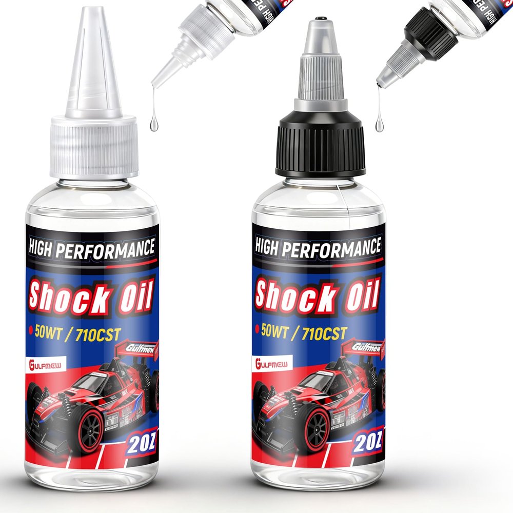 Gulfmew 2 Bottles Racing Silicone Shock Oil 50WT 710CST 2OZ, RC Car Shock Oil for Lubricating R/C Radio Controlled Cars and All Types of Vehicles, Electric Car/Truck Option Parts, Does Not Evaporate