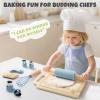 Dreamon Kids Kitchen Set, Wooden Play Dishes and Plates, Cooking & Baking Kitchen Tools view 3
