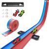 15 Ft Flexible Race Track for Kids, Two-Lane Flex Track for 1:64 Diecast Cars Toys, Includes 2 Cars & 6 Suction Cups & 1 Rope, Portable Design, Birthday Gift for Boys & Girls Ages 3-8Red & Blue view 1