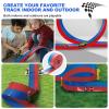 15 Ft Flexible Race Track for Kids, Two-Lane Flex Track for 1:64 Diecast Cars Toys, Includes 2 Cars & 6 Suction Cups & 1 Rope, Portable Design, Birthday Gift for Boys & Girls Ages 3-8Red & Blue view 4