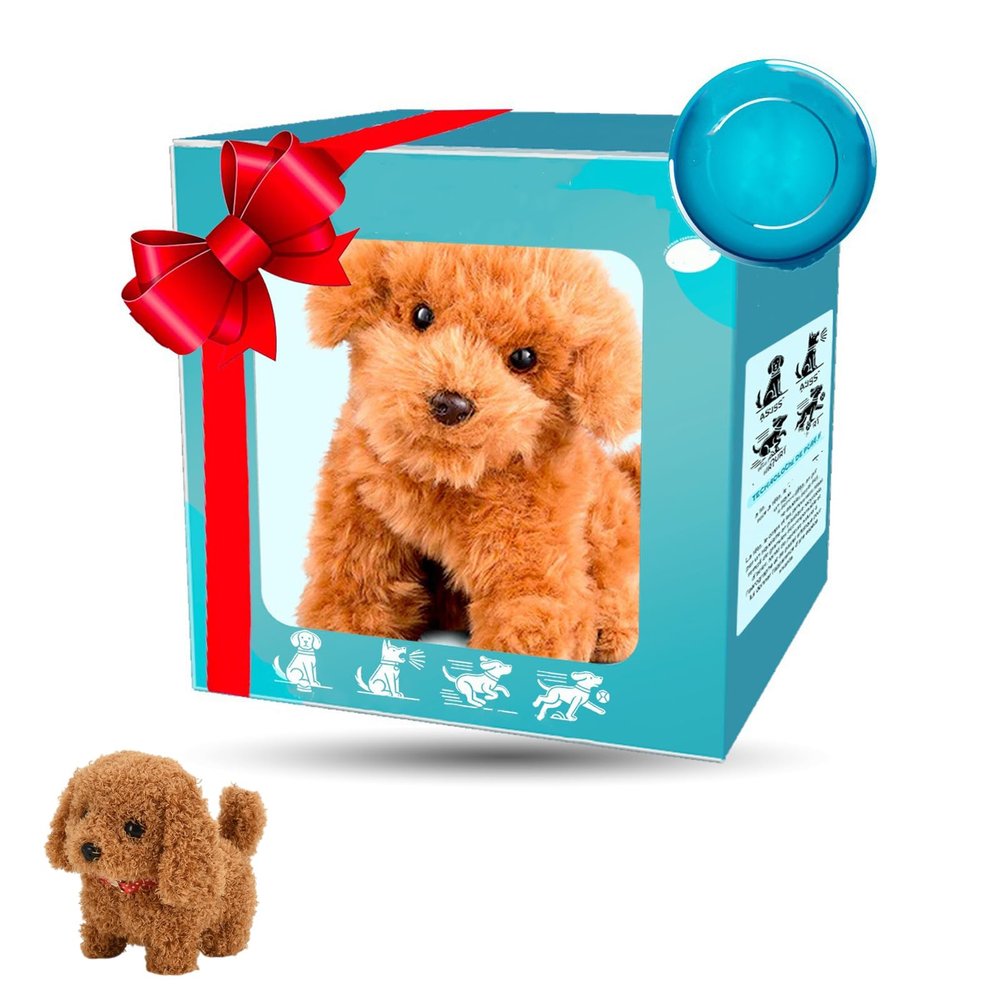 Beeswan My Realistic Robot Puppy Interactive Walking & Barking Robotic Dog, Lifelike Plush Puppy Toy with Tail Wagging & Ear Twitching, for Kids (Brown)