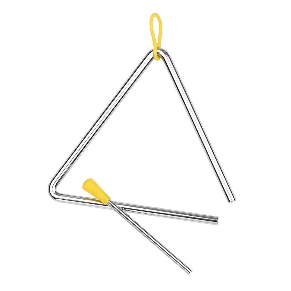 Aumotop Exquisite Steel Triangle Bell Percussion Instrument with Mallet, Safe and Educational Kids Musical Toy (6-inch)