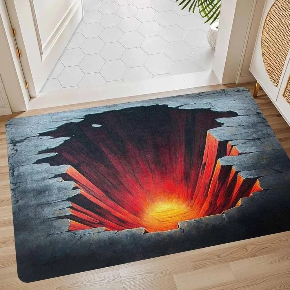 3D Optical Illusion Rug,Dog Gets Scared of 3D Carpet,2025 Muti-Design 3-D Hole Rug,Funny 3-D Carpet to Prank with Secure Non-Slip,Optical Illusion Rugs Easy Clean Doormat for Entrance