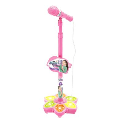 Kids Microphone and Stand | Microphone Toy for Kids with Speaker & Colorful LED | Childrens Karaoke Machine with Adjustable Stand and Light Pedal, Fun Musical Toy for Boys Girls