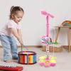 Kids Microphone and Stand | Microphone Toy for Kids with Speaker & Colorful LED | Childrens Karaoke Machine with Adjustable Stand and Light Pedal, Fun Musical Toy for Boys Girls view 3